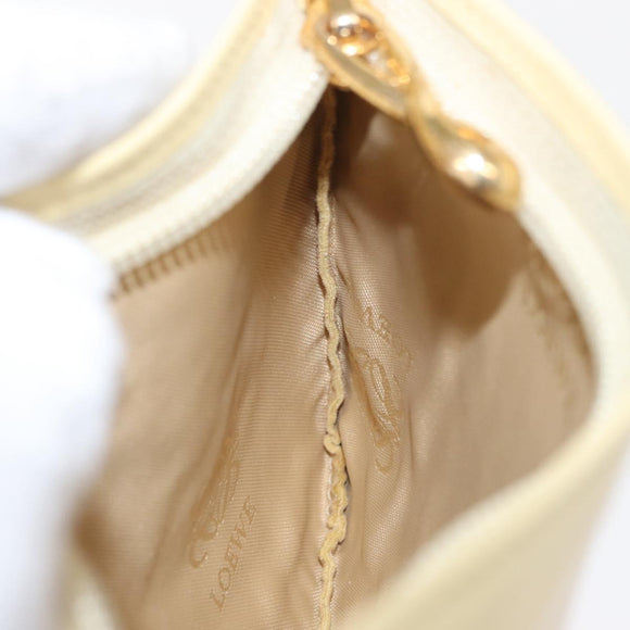 LOEWE Pouch Leather Beige Gold Auth 148556V