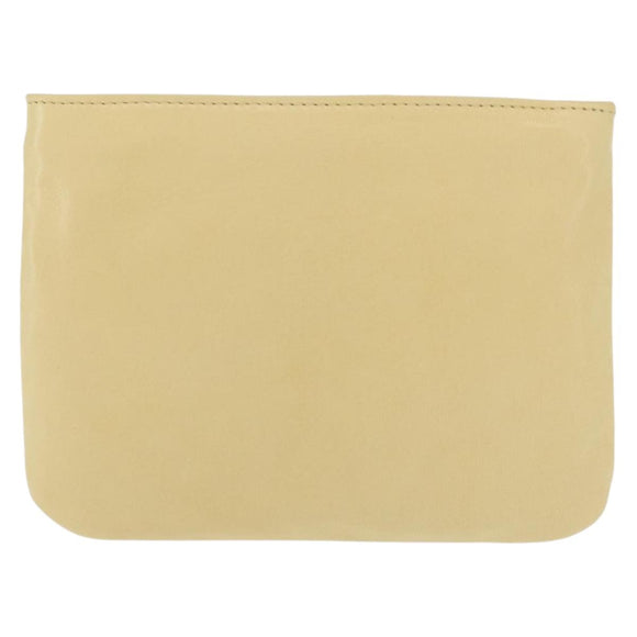 LOEWE Pouch Leather Beige Gold Auth 148556V