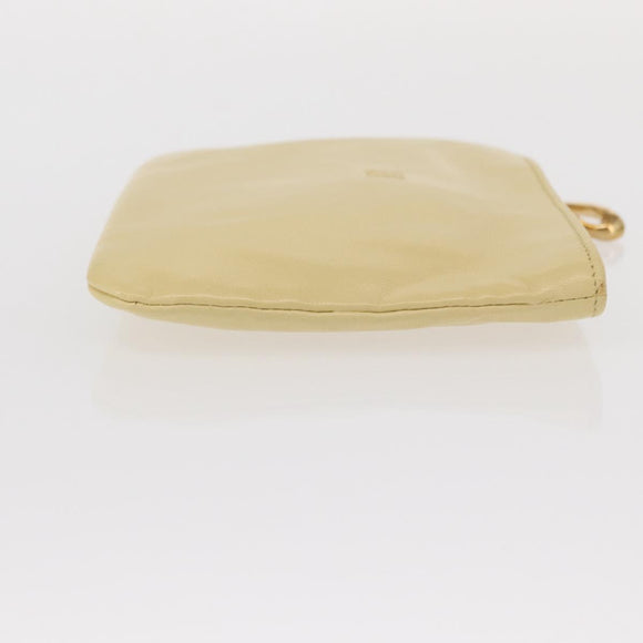 LOEWE Pouch Leather Beige Gold Auth 148556V