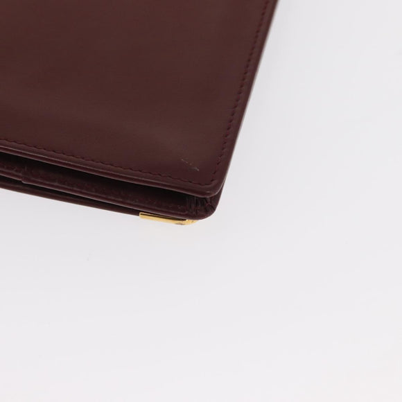 CARTIER Long Wallet Leather Bordeaux Gold Auth 148558V