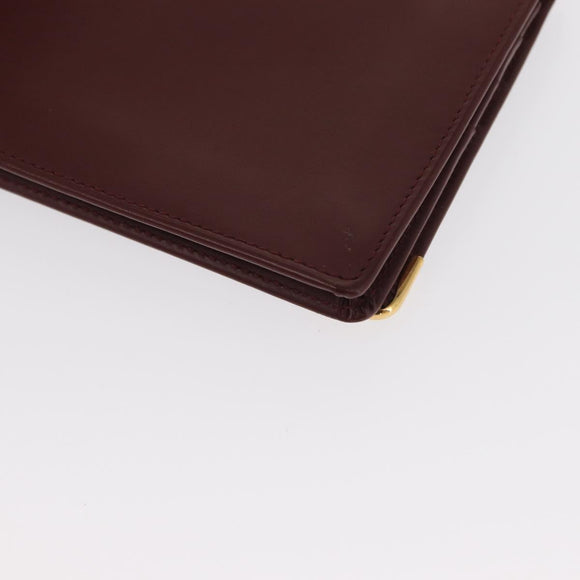CARTIER Long Wallet Leather Bordeaux Gold Auth 148558V