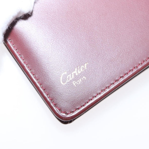 CARTIER Long Wallet Leather Bordeaux Gold Auth 148558V