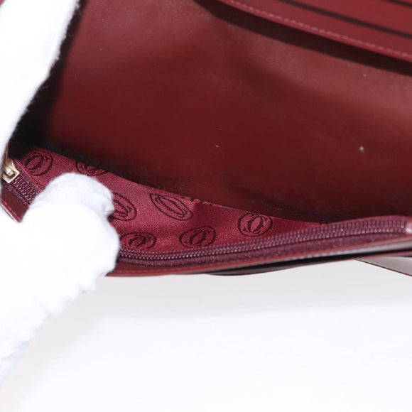 CARTIER Long Wallet Leather Bordeaux Gold Auth 148558V