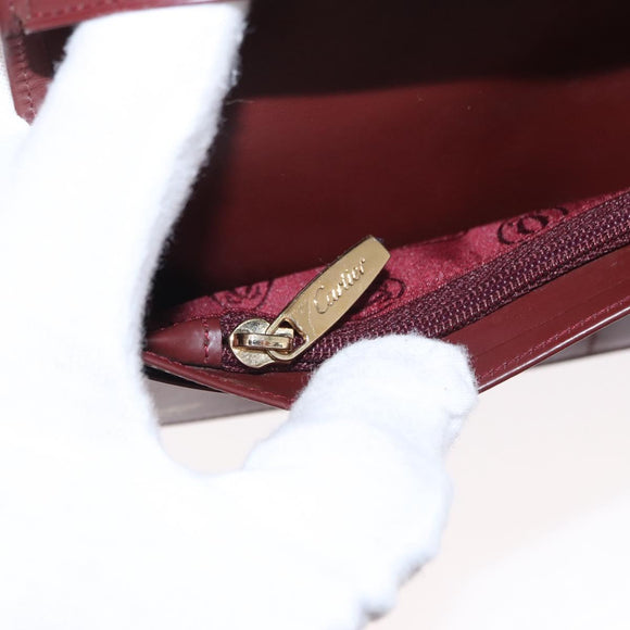 CARTIER Long Wallet Leather Bordeaux Gold Auth 148558V
