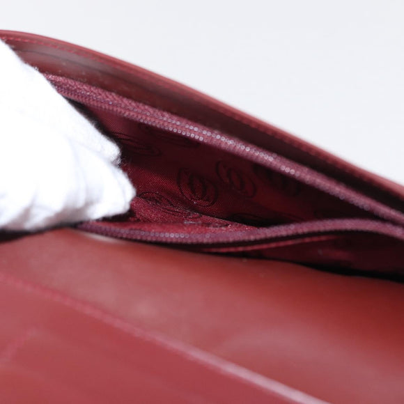 CARTIER Long Wallet Leather Bordeaux Gold Auth 148558V