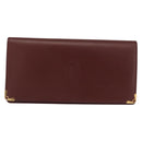CARTIER Long Wallet Leather Bordeaux Gold Auth 148558V-2