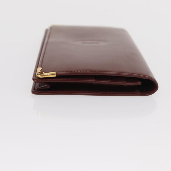 CARTIER Long Wallet Leather Bordeaux Gold Auth 148558V