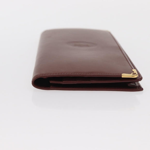 CARTIER Long Wallet Leather Bordeaux Gold Auth 148558V