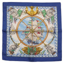 HERMES Carre 45 Scarf Silk Blue Auth 148560M-1