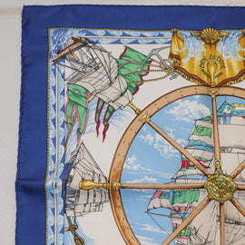 HERMES Carre 45 Scarf Silk Blue Auth 148560M - 0