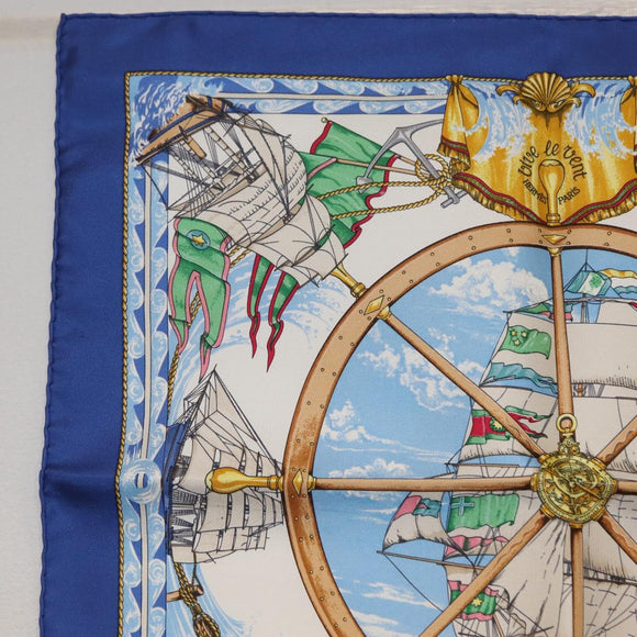 HERMES Carre 45 Scarf Silk Blue Auth 148560M