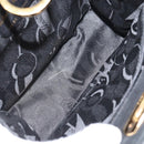 Salvatore Ferragamo Chain Gancini Shoulder Bag Suede Black Gold Auth 148567-16