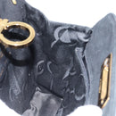 Salvatore Ferragamo Chain Gancini Shoulder Bag Suede Black Gold Auth 148567-17