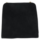 Salvatore Ferragamo Chain Gancini Shoulder Bag Suede Black Gold Auth 148567-3
