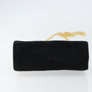 Salvatore Ferragamo Chain Gancini Shoulder Bag Suede Black Gold Auth 148567-9