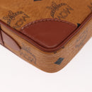 MCM Logogram Vicetos Clutch Bag PVC Leather Brown Gold Auth 148568V-15