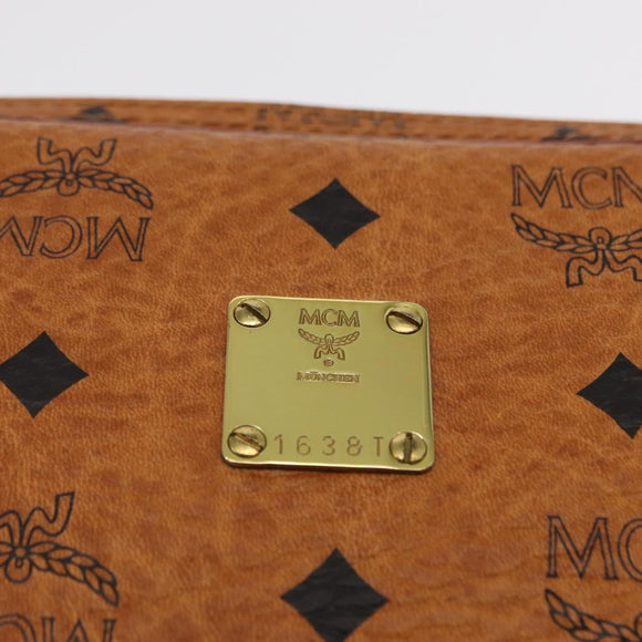 MCM Logogram Vicetos Clutch Bag PVC Leather Brown Gold Auth 148568V