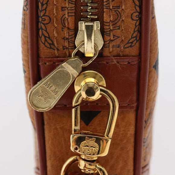 MCM Logogram Vicetos Clutch Bag PVC Leather Brown Gold Auth 148568V
