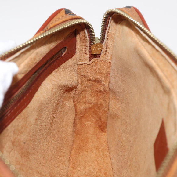 MCM Logogram Vicetos Clutch Bag PVC Leather Brown Gold Auth 148568V