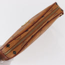 MCM Logogram Vicetos Clutch Bag PVC Leather Brown Gold Auth 148568V-6