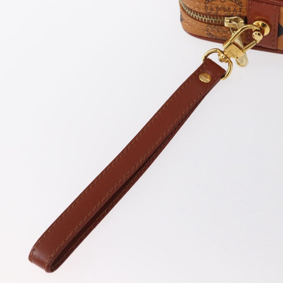 MCM Logogram Vicetos Clutch Bag PVC Leather Brown Gold Auth 148568V