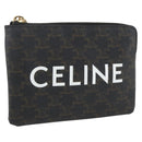 CELINE Macadam Canvas Coin Purse PVC Leather Black Gold Auth 148570M-1