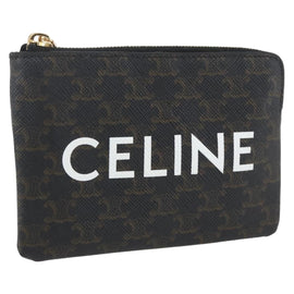 CELINE Macadam Canvas Coin Purse PVC Leather Black Gold Auth 148570M