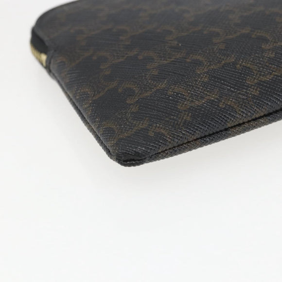 CELINE Macadam Canvas Coin Purse PVC Leather Black Gold Auth 148570M
