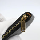 CELINE Macadam Canvas Coin Purse PVC Leather Black Gold Auth 148570M-13