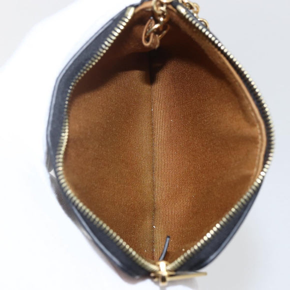 CELINE Macadam Canvas Coin Purse PVC Leather Black Gold Auth 148570M