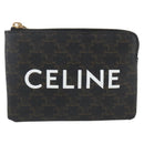 CELINE Macadam Canvas Coin Purse PVC Leather Black Gold Auth 148570M-3