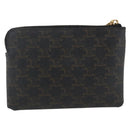 CELINE Macadam Canvas Coin Purse PVC Leather Black Gold Auth 148570M-4