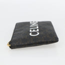 CELINE Macadam Canvas Coin Purse PVC Leather Black Gold Auth 148570M-5