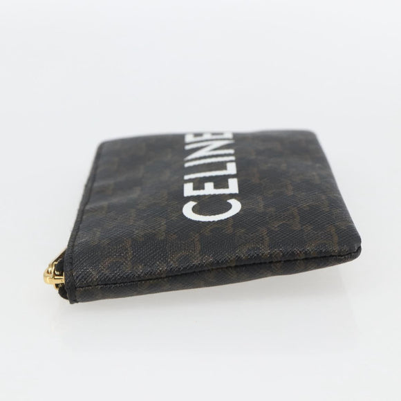 CELINE Macadam Canvas Coin Purse PVC Leather Black Gold Auth 148570M
