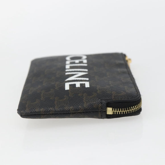 CELINE Macadam Canvas Coin Purse PVC Leather Black Gold Auth 148570M