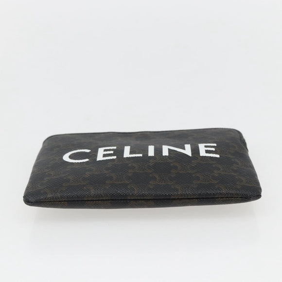 CELINE Macadam Canvas Coin Purse PVC Leather Black Gold Auth 148570M