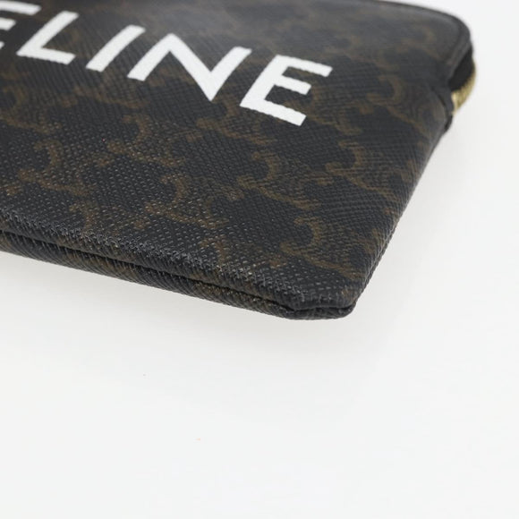CELINE Macadam Canvas Coin Purse PVC Leather Black Gold Auth 148570M