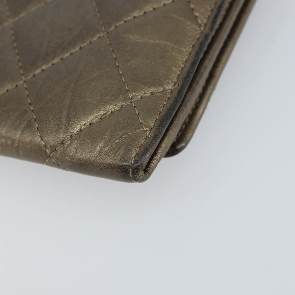 CHANEL Cambon Line Wallet Lamb Skin Brown CC Auth 148574