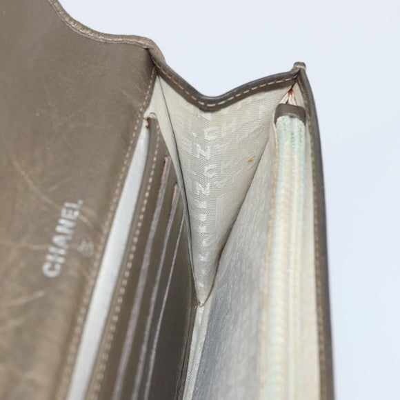 CHANEL Cambon Line Wallet Lamb Skin Brown CC Auth 148574