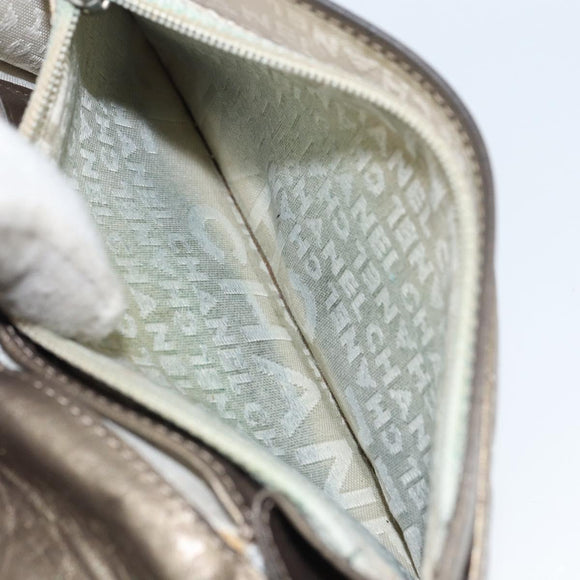 CHANEL Cambon Line Wallet Lamb Skin Brown CC Auth 148574