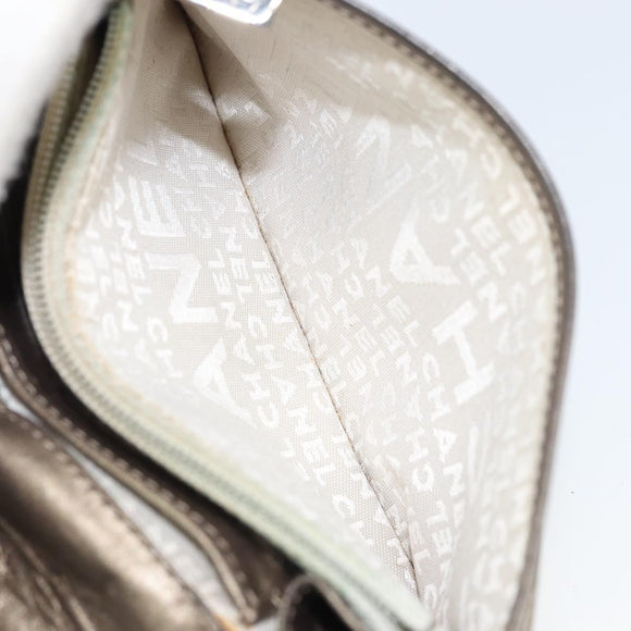 CHANEL Cambon Line Wallet Lamb Skin Brown CC Auth 148574