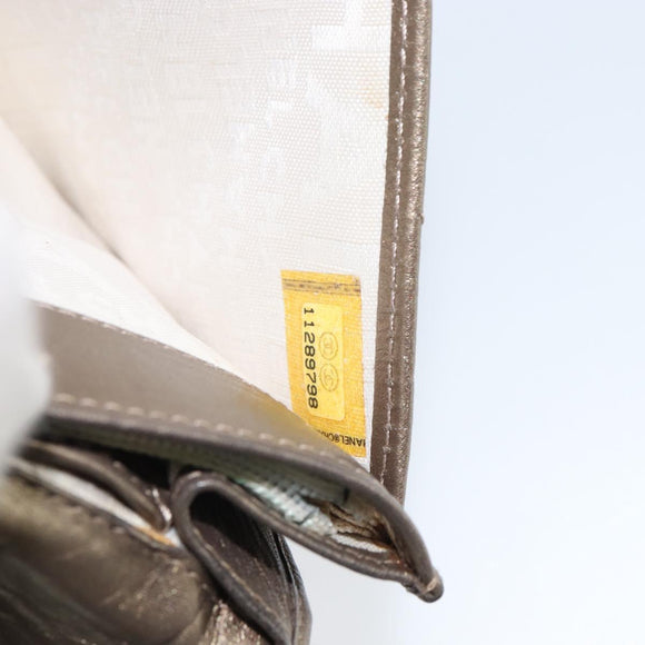 CHANEL Cambon Line Wallet Lamb Skin Brown CC Auth 148574A
