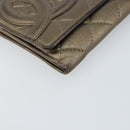 CHANEL Cambon Line Wallet Lamb Skin Brown CC Auth 148574-14