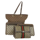 GUCCI GG Canvas Supreme clutch Tote Bag 4 Set Brown Beige Auth 148579-1