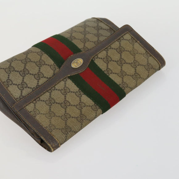 GUCCI GG Canvas Supreme clutch Tote Bag 4 Set Brown Beige Auth 148579