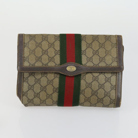 GUCCI GG Canvas Supreme clutch Tote Bag 4 Set Brown Beige Auth 148579