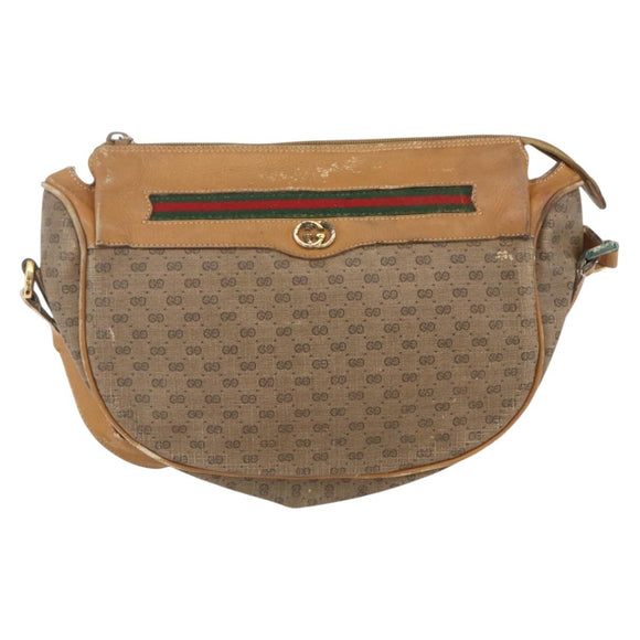 GUCCI Micro GG Supreme Web Sherry Line Bag PVC Beige 001 58 0918 Auth 148581
