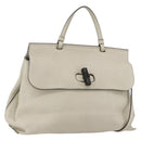 GUCCI Hand Bag Leather 2way White Silver 370830 Auth 148582-1