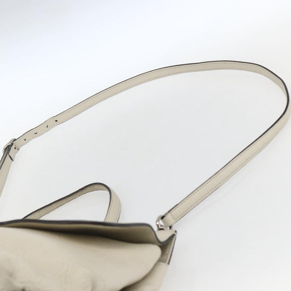 GUCCI Hand Bag Leather 2way White Silver 370830 Auth 148582