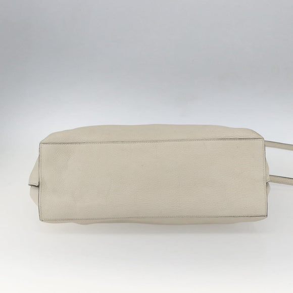 GUCCI Hand Bag Leather 2way White Silver 370830 Auth 148582